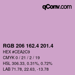 カラーコード: RGB 206 162.4 201.4 | qconv.com