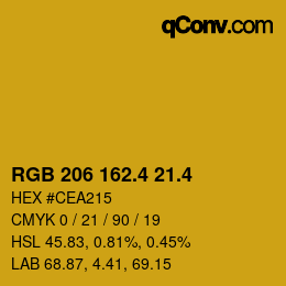 カラーコード: RGB 206 162.4 21.4 | qconv.com