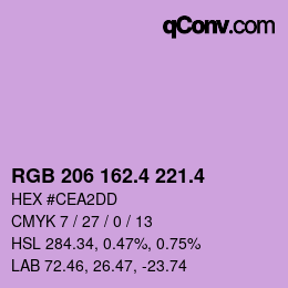 カラーコード: RGB 206 162.4 221.4 | qconv.com