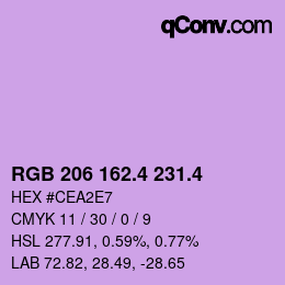 カラーコード: RGB 206 162.4 231.4 | qconv.com