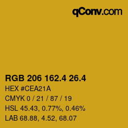 カラーコード: RGB 206 162.4 26.4 | qconv.com