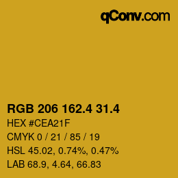 カラーコード: RGB 206 162.4 31.4 | qconv.com