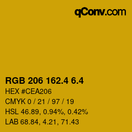 カラーコード: RGB 206 162.4 6.4 | qconv.com