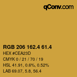 カラーコード: RGB 206 162.4 61.4 | qconv.com