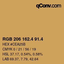 カラーコード: RGB 206 162.4 91.4 | qconv.com