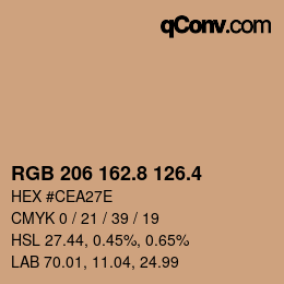 カラーコード: RGB 206 162.8 126.4 | qconv.com