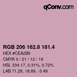 カラーコード: RGB 206 162.8 181.4 | qconv.com