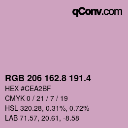 カラーコード: RGB 206 162.8 191.4 | qconv.com