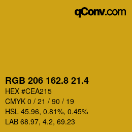 カラーコード: RGB 206 162.8 21.4 | qconv.com