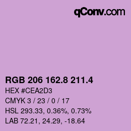 カラーコード: RGB 206 162.8 211.4 | qconv.com