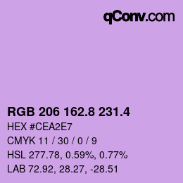 カラーコード: RGB 206 162.8 231.4 | qconv.com