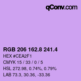 カラーコード: RGB 206 162.8 241.4 | qconv.com