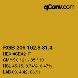 カラーコード: RGB 206 162.8 31.4 | qconv.com