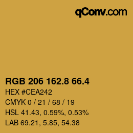 カラーコード: RGB 206 162.8 66.4 | qconv.com