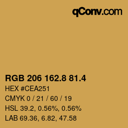 カラーコード: RGB 206 162.8 81.4 | qconv.com