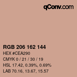 カラーコード: RGB 206 162 144 | qconv.com