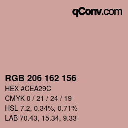 颜色代码: RGB 206 162 156 | qconv.com