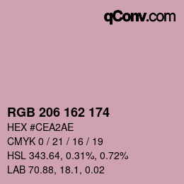 カラーコード: RGB 206 162 174 | qconv.com