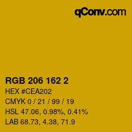 カラーコード: RGB 206 162 2 | qconv.com