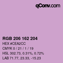 カラーコード: RGB 206 162 204 | qconv.com