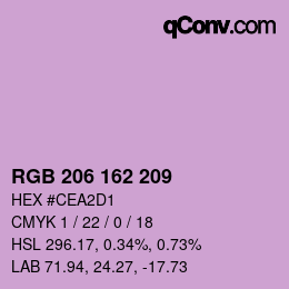カラーコード: RGB 206 162 209 | qconv.com