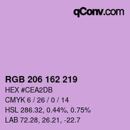カラーコード: RGB 206 162 219 | qconv.com