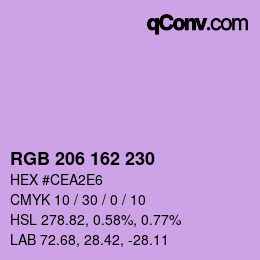 Color code: RGB 206 162 230 | qconv.com