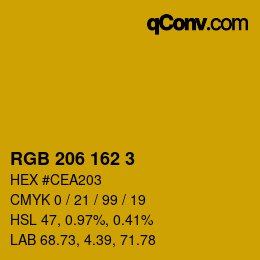 颜色代码: RGB 206 162 3 | qconv.com
