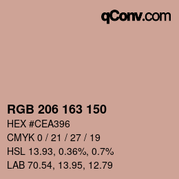 カラーコード: RGB 206 163 150 | qconv.com
