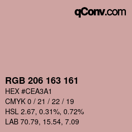 Color code: RGB 206 163 161 | qconv.com