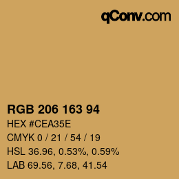 Color code: RGB 206 163 94 | qconv.com