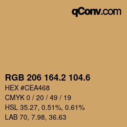 カラーコード: RGB 206 164.2 104.6 | qconv.com
