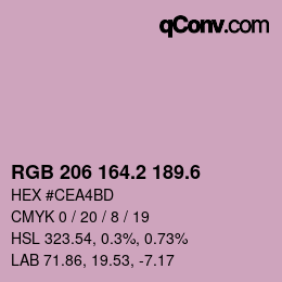カラーコード: RGB 206 164.2 189.6 | qconv.com