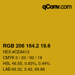 カラーコード: RGB 206 164.2 19.6 | qconv.com