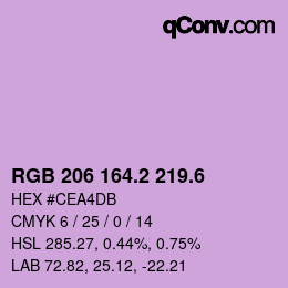 カラーコード: RGB 206 164.2 219.6 | qconv.com