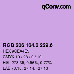 カラーコード: RGB 206 164.2 229.6 | qconv.com