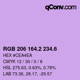 カラーコード: RGB 206 164.2 234.6 | qconv.com