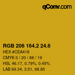 カラーコード: RGB 206 164.2 24.6 | qconv.com