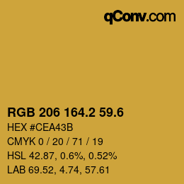カラーコード: RGB 206 164.2 59.6 | qconv.com