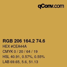 カラーコード: RGB 206 164.2 74.6 | qconv.com