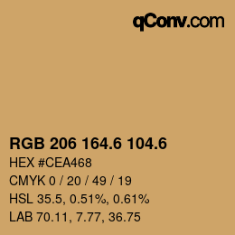 カラーコード: RGB 206 164.6 104.6 | qconv.com