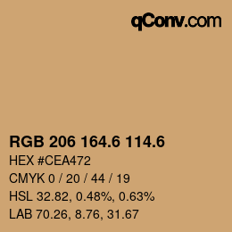 カラーコード: RGB 206 164.6 114.6 | qconv.com