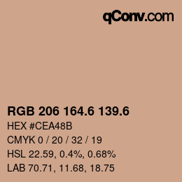 カラーコード: RGB 206 164.6 139.6 | qconv.com