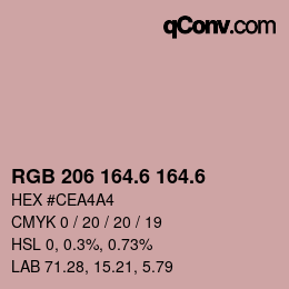 カラーコード: RGB 206 164.6 164.6 | qconv.com