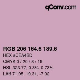 カラーコード: RGB 206 164.6 189.6 | qconv.com