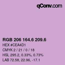 カラーコード: RGB 206 164.6 209.6 | qconv.com