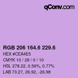 カラーコード: RGB 206 164.6 229.6 | qconv.com