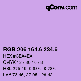 カラーコード: RGB 206 164.6 234.6 | qconv.com
