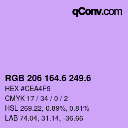 カラーコード: RGB 206 164.6 249.6 | qconv.com