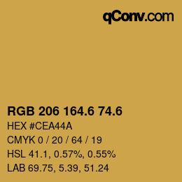 カラーコード: RGB 206 164.6 74.6 | qconv.com